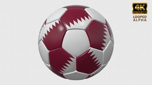 3D Animated Qatar Flag Football Ball Loop