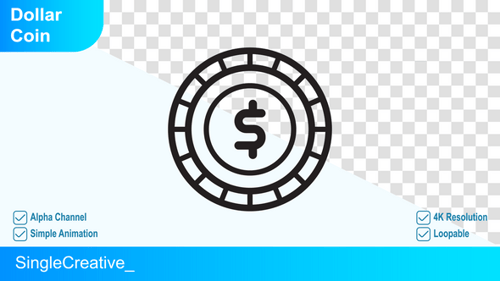 Animated Dollar Coin Icon Rotation Loop