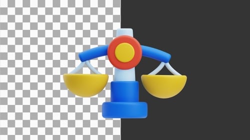 3D Animation of Using the Justice Scale to Represent Fairness | Alpha Channel