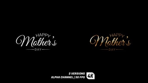 Happy Mother's Day Text Animation White and Gold Effect