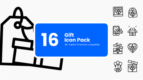 Animated Minimalist Flat Line Gift Icons Pack