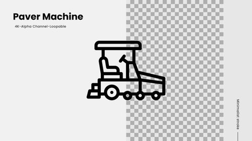 Minimalist Line Art Paver Machine Icon Animation Loop