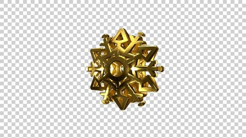 Golden 3D Snowflake Rotating Loop V6