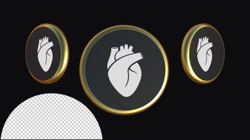 Modern 3D Animated Heart Icon with Rotating Golden Ring