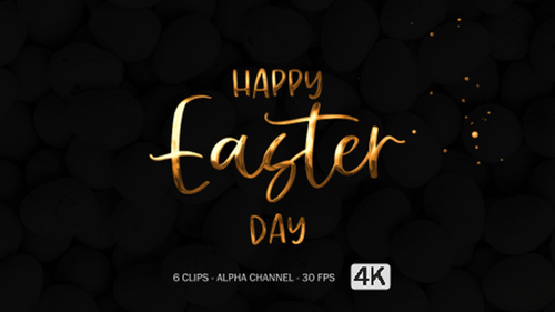 Metallic Happy Easter Day Animated Text Pack