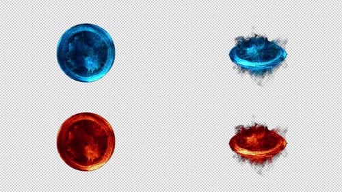 Sci Fi Portal Pack with Blue and Fiery Energy Vortexes on Transparent Backgrounds