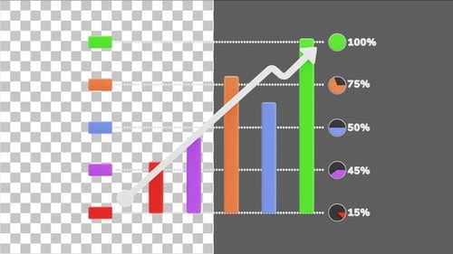 3D Up Graph Bar Chart Infographic | Alpha Channel