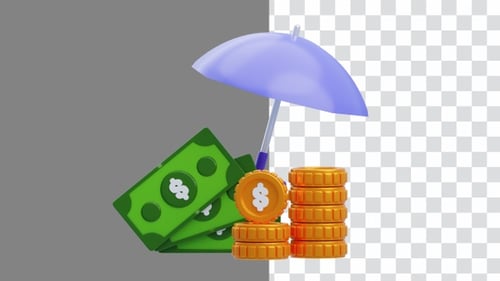 3D Animation of Protection Safe and strong finances | Alpha Channel