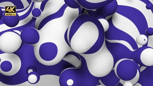 Abstract Fluid Metaball Animation with Blue and White Stripes