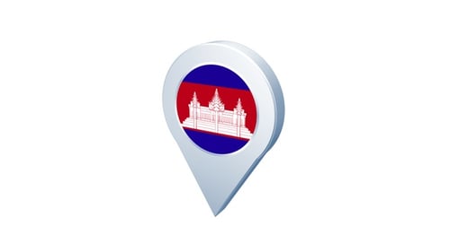 Cambodia Flag 3D Location Pin Pointer Icon Animation