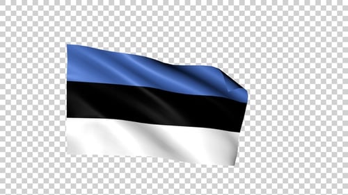 Seamless Loop of Estonian Flag Waving on Transparent Background