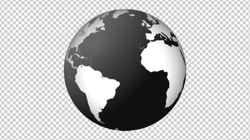 3D Monochromatic Rotating Earth Globe Animation