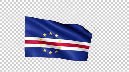Realistic Waving Cape Verde Flag with Alpha Channel