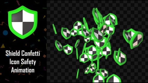 Shield Confetti Icon Safety Animation