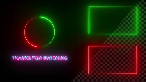 Youtube End Screen Neon Frame Red & Green V2