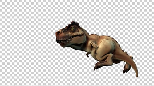 Tyrannosaurus Rex Run And Turn Left Animation Side View