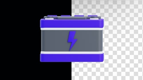Modern 3D Battery Icon Rotating Animation