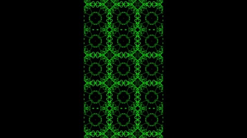 Vertical Abstract Modern Kaleidoscope Background Green Loop V3