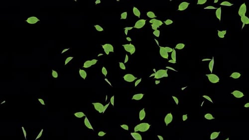 Green leaves randomly moving Realistic 3D .