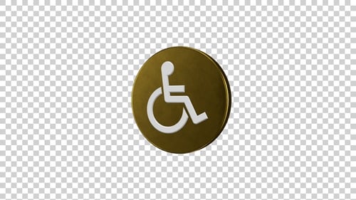 Animated 3D Gold Wheelchair Accessibility Icon
