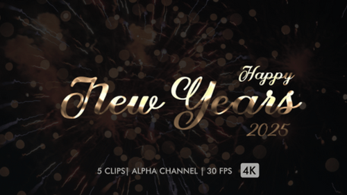 Happy New Years 2025 Elegant Script Text Reveal Animation