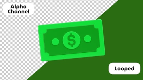 Animiertes 3D-Icon von Money Jump | Geld | Alpha Channel