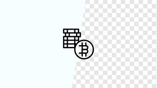 Animated Bitcoin and Coin Stack Flat Icon