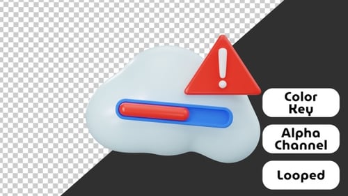 3D Cloud Processing Error Notification Animation