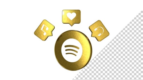 Golden Spotify Logo and Music Icons Animation