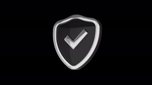 Approved shield security check mark animation on isolated background