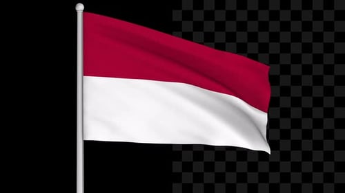 Waving Flag of Indonesia with Alpha Channel