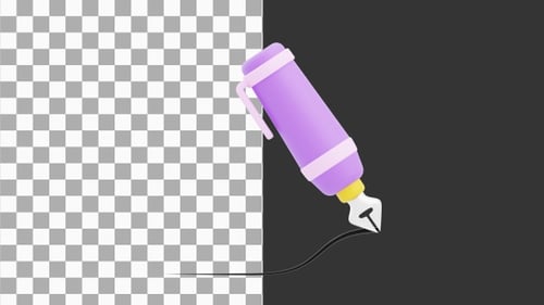 3D Animation of Fountain Pen for Elegant Writing | Alpha Channel