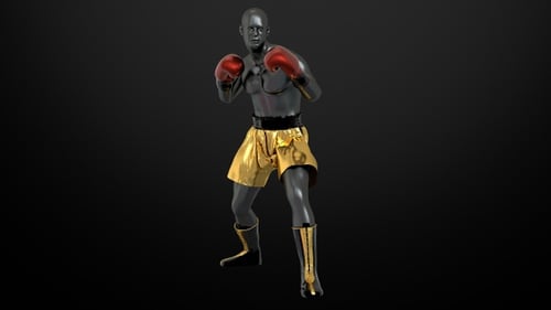 3D Animated Metallic Boxer in Fighting Stance