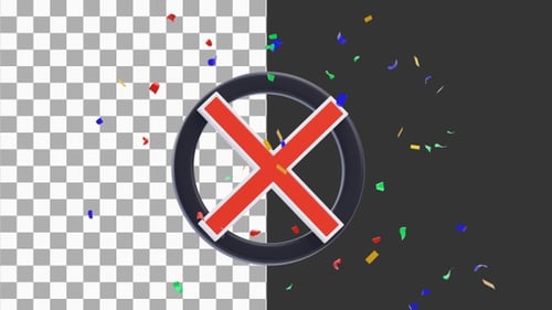 3D-Animation des falschen Kreuzsymbols | Alpha-Kanal