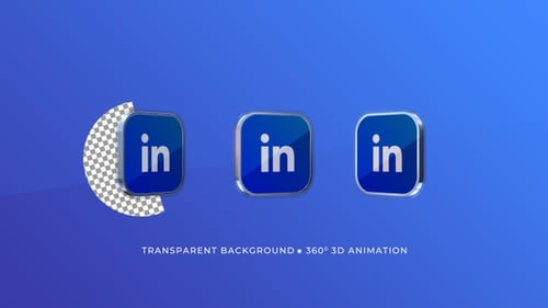 Rotating 3D LinkedIn Icon Logo Animation