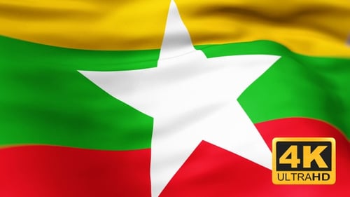 Realistic Myanmar Flag Waving Seamless Loop