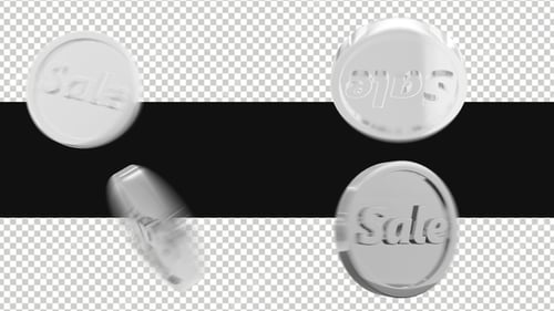 Pack Of Moving Silver Sale Coins On Alpha Channel Loops