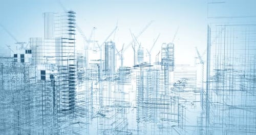 Architectural Blueprint City Construction Development Reveal