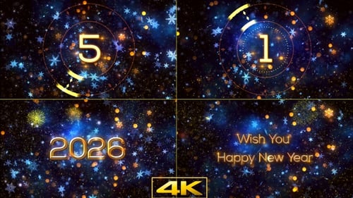 Festive New Year Countdown with Glowing 2026 and Fireworks