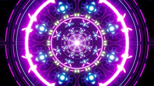 Psychedelic Trance Festival Circle Light Art Background Loop ...