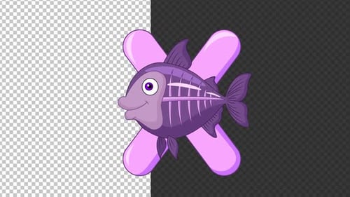 Alphabet des animaux (lettre X) avec poissons à rayons X en forme de boucle alpha