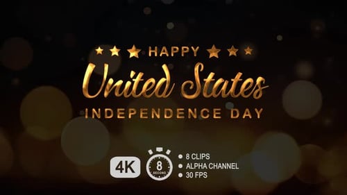 Happy United States Independence Day Text Animation