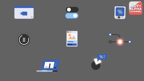 Animated Flat Design Business and Technology Icons