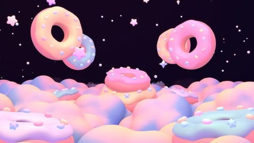 Cartoon Donut Night Sky