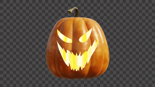 Animated 3D Jack-o'-Lantern Pumpkin with Glowing Face Rotation