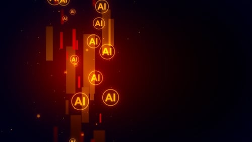 Futuristic Artificial Intelligence Symbols and Data Background