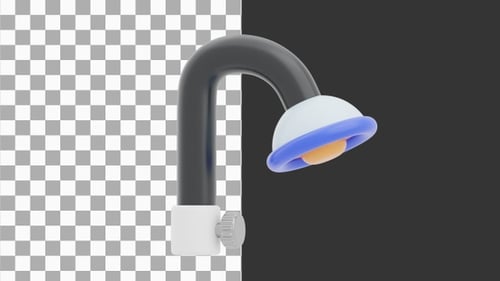3D Animation of Eco-Friendly Shower with Water-Saving Features | Alpha Channel
