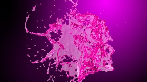Pink Fluid Splash Explosion on Transparent Background