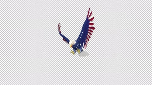 American Eagle - USA Flag Colors - Flying Attack - Screen Transition - II - Alpha Channel - 4K