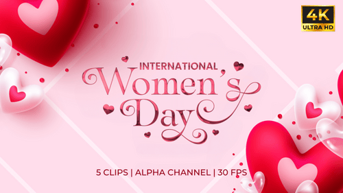International Women's Day Liquid Title Animation with Hearts